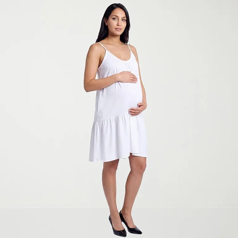 24seven Comfort Apparel Maternity Womens Maternity Scoop Neck Sleeveless A-Line Dress