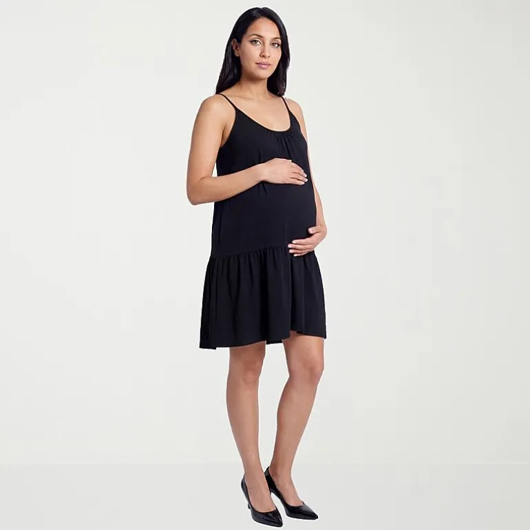 24seven Comfort Apparel Maternity Womens Maternity Scoop Neck Sleeveless A-Line Dress