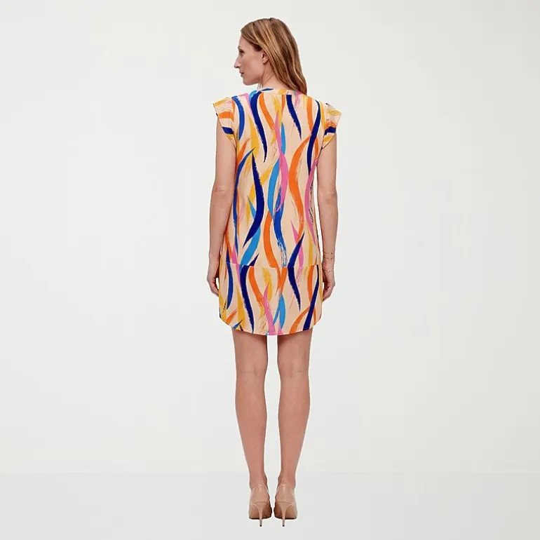 24seven Comfort Apparel Maternity Womens Maternity V Neck Sleeveless Abstract A-Line Dress