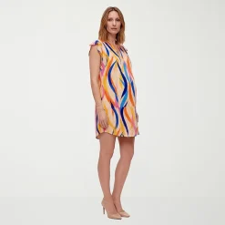 24seven Comfort Apparel Maternity Womens Maternity V Neck Sleeveless Abstract A-Line Dress