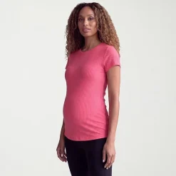 24seven Comfort Apparel Maternity Womens Maternity Round Neck Short Sleeve T-Shirt