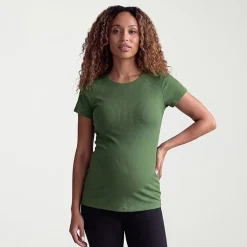 24seven Comfort Apparel Maternity Womens Maternity Round Neck Short Sleeve T-Shirt