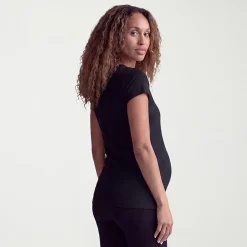 24seven Comfort Apparel Maternity Womens Maternity Round Neck Short Sleeve T-Shirt
