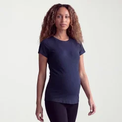 24seven Comfort Apparel Maternity Womens Maternity Round Neck Short Sleeve T-Shirt