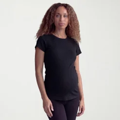 24seven Comfort Apparel Maternity Womens Maternity Round Neck Short Sleeve T-Shirt