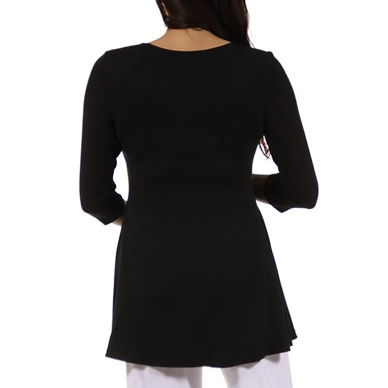 24seven Comfort Apparel Maternity Womens V Neck 3/4 Sleeve Tunic Top