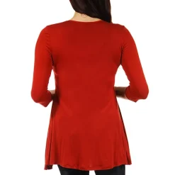 24seven Comfort Apparel Maternity Womens V Neck 3/4 Sleeve Tunic Top
