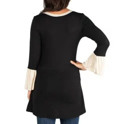 24seven Comfort Apparel Maternity Womens Scoop Neck Long Sleeve Tunic Top