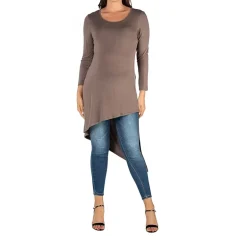 24seven Comfort Apparel Maternity Womens Round Neck Long Sleeve Tunic Top