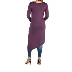 24seven Comfort Apparel Maternity Womens Round Neck Long Sleeve Tunic Top