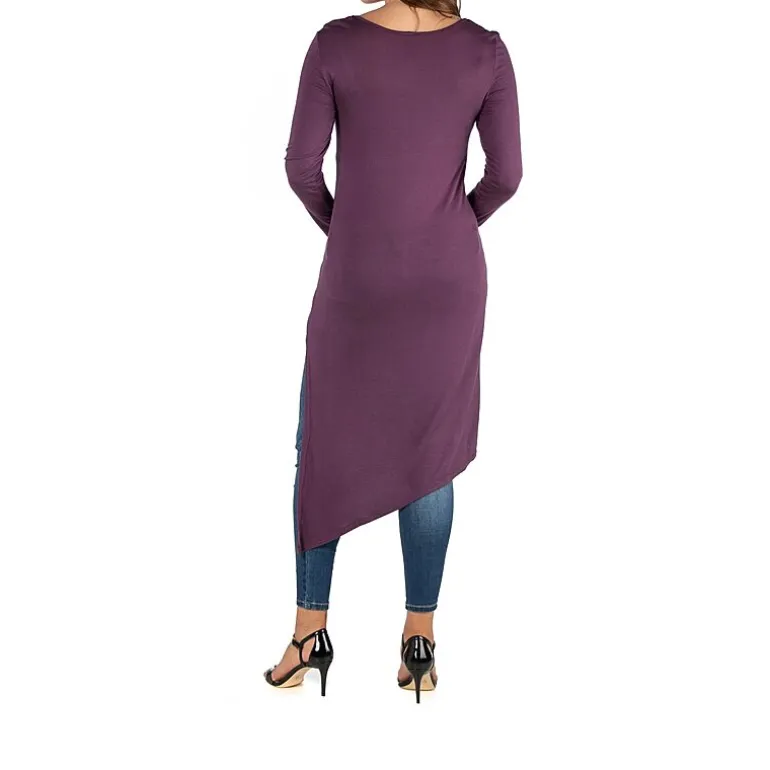 24seven Comfort Apparel Maternity Womens Round Neck Long Sleeve Tunic Top