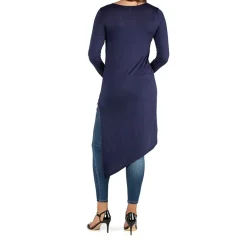 24seven Comfort Apparel Maternity Womens Round Neck Long Sleeve Tunic Top
