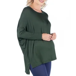 24seven Comfort Apparel Maternity Womens Round Neck Long Sleeve Tunic Top