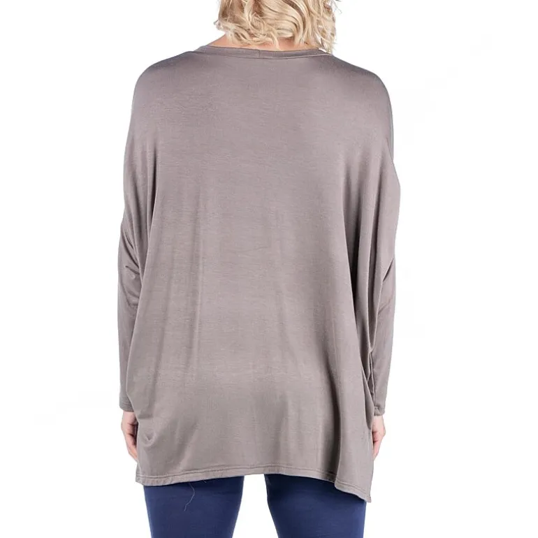 24seven Comfort Apparel Maternity Womens Round Neck Long Sleeve Tunic Top