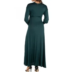 24seven Comfort Apparel Womens Maternity V Neck Long Sleeve Maxi Dress