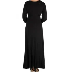 24seven Comfort Apparel Womens Maternity V Neck Long Sleeve Maxi Dress