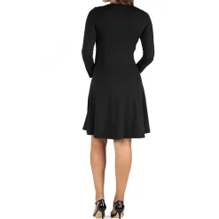 24seven Comfort Apparel Womens Maternity Scoop Neck Long Sleeve A-Line Dress