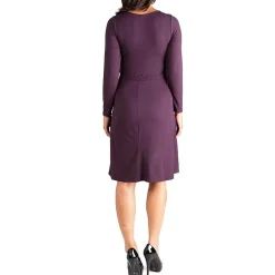 24seven Comfort Apparel Womens Maternity V Neck Long Sleeve A-Line Dress