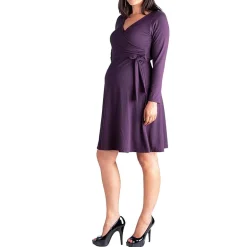 24seven Comfort Apparel Womens Maternity V Neck Long Sleeve A-Line Dress