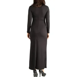 24seven Comfort Apparel Womens Maternity Round Neck Long Sleeve Maxi Dress