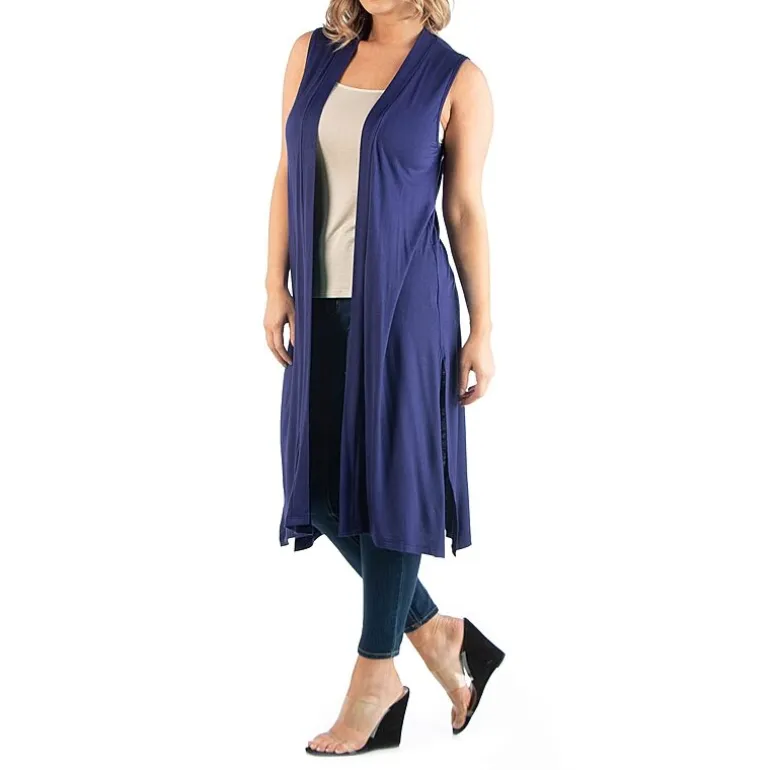24seven Comfort Apparel Womens Plus Midweight Softshell Vest Jacket