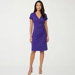 24seven Comfort Apparel Womens Short Sleeve Wrap Dress