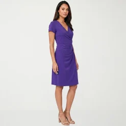 24seven Comfort Apparel Womens Short Sleeve Wrap Dress