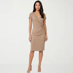 24seven Comfort Apparel Womens Short Sleeve Wrap Dress