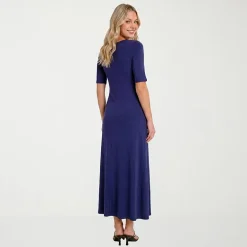 24seven Comfort Apparel Womens Scoop Neck Short Sleeve Maxi Dress