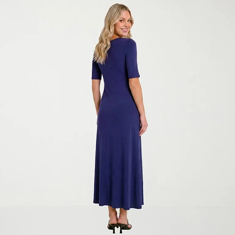 24seven Comfort Apparel Womens Scoop Neck Short Sleeve Maxi Dress