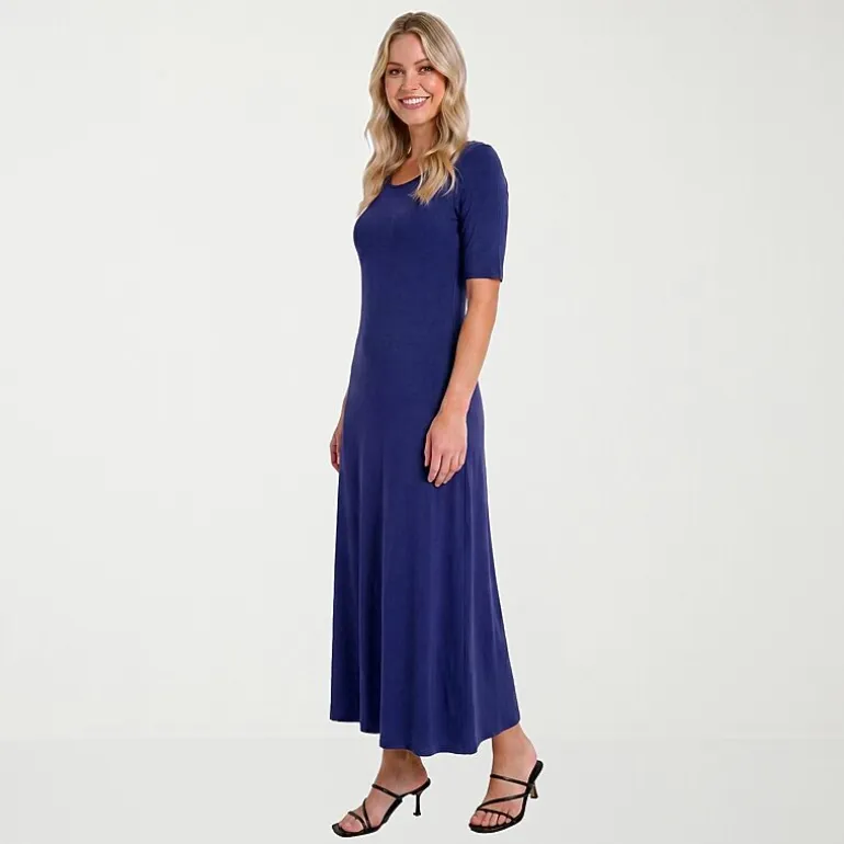 24seven Comfort Apparel Womens Scoop Neck Short Sleeve Maxi Dress