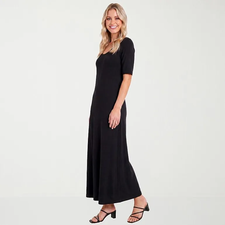 24seven Comfort Apparel Womens Scoop Neck Short Sleeve Maxi Dress