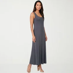 24seven Comfort Apparel Womens Scoop Neck Sleeveless Maxi Dress
