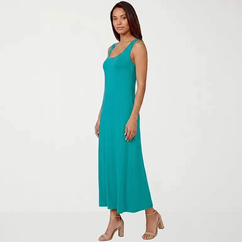 24seven Comfort Apparel Womens Scoop Neck Sleeveless Maxi Dress