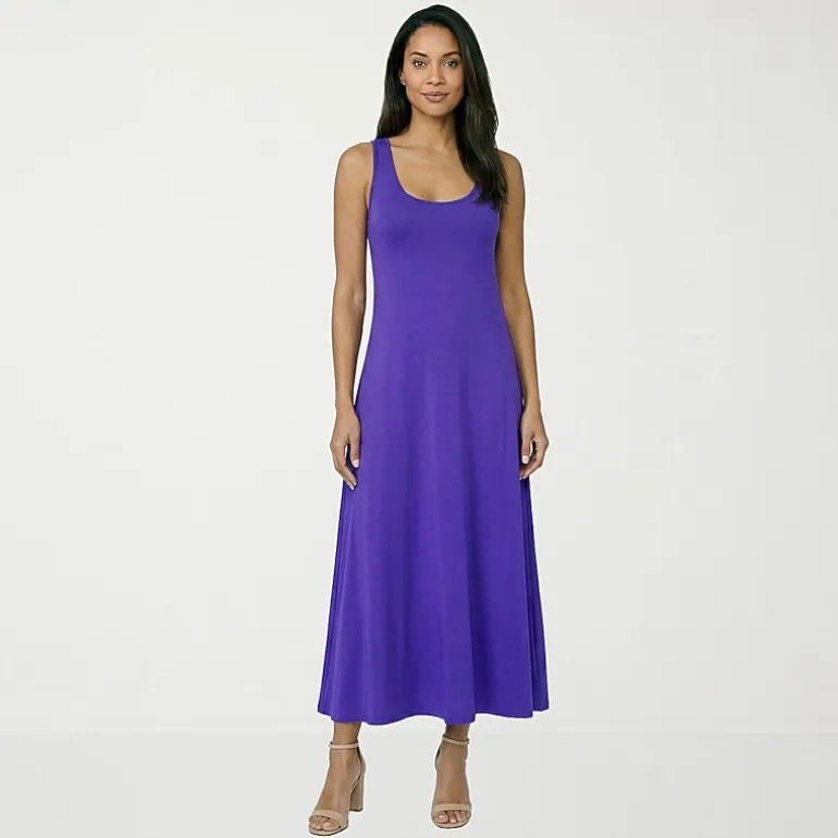 24seven Comfort Apparel Womens Scoop Neck Sleeveless Maxi Dress