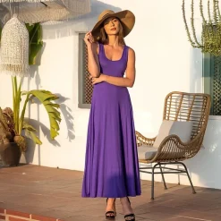 24seven Comfort Apparel Womens Scoop Neck Sleeveless Maxi Dress