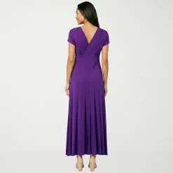 24seven Comfort Apparel Womens V Neck Short Sleeve Maxi Dress