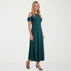 24seven Comfort Apparel Womens Round Neck Short Sleeve Maxi Dress