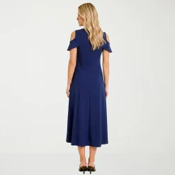 24seven Comfort Apparel Womens Round Neck Short Sleeve Maxi Dress