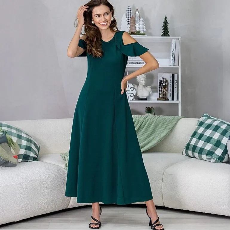 24seven Comfort Apparel Womens Round Neck Short Sleeve Maxi Dress