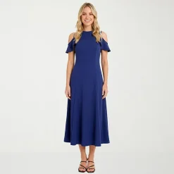 24seven Comfort Apparel Womens Round Neck Short Sleeve Maxi Dress