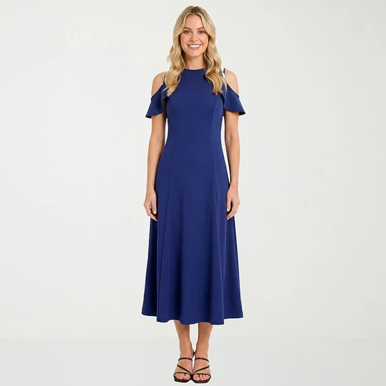 24seven Comfort Apparel Womens Round Neck Short Sleeve Maxi Dress