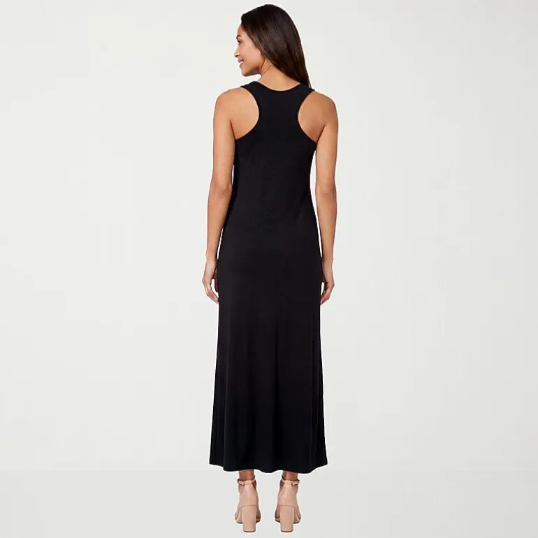 24seven Comfort Apparel Womens Scoop Neck Sleeveless Maxi Dress