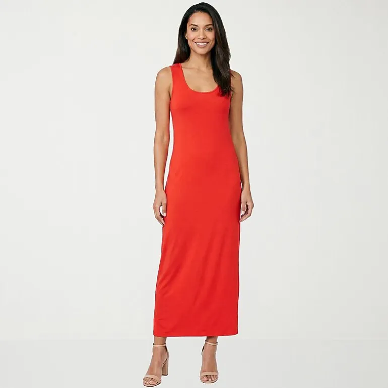 24seven Comfort Apparel Womens Scoop Neck Sleeveless Maxi Dress