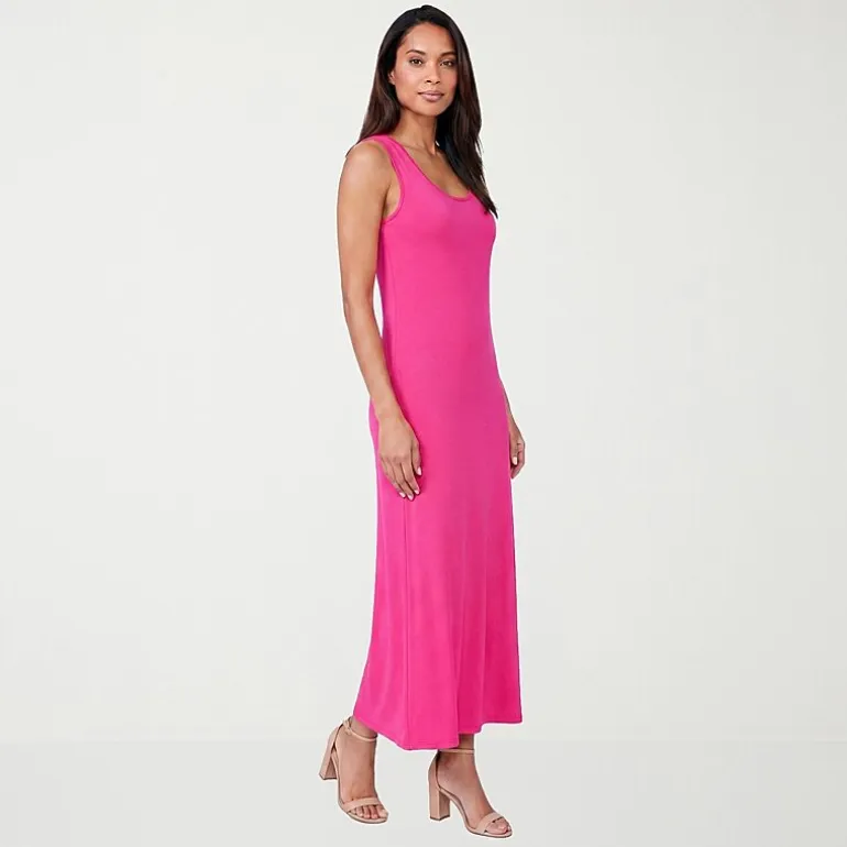 24seven Comfort Apparel Womens Scoop Neck Sleeveless Maxi Dress
