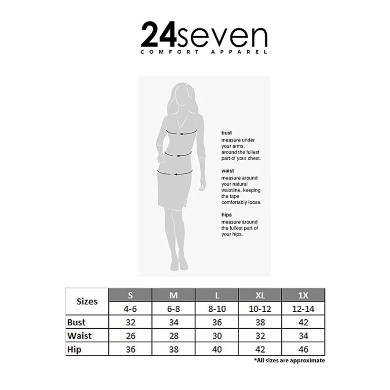 24seven Comfort Apparel Womens Midi V Neck Sleeveless Fit + Flare Dress