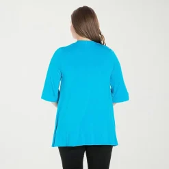 24seven Comfort Apparel Womens Elbow Sleeve Open Front Plus Cardigan