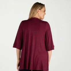 24seven Comfort Apparel Womens Elbow Sleeve Open Front Plus Cardigan