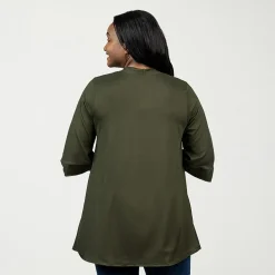 24seven Comfort Apparel Womens Elbow Sleeve Open Front Plus Cardigan