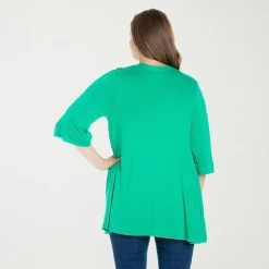 24seven Comfort Apparel Womens Elbow Sleeve Open Front Plus Cardigan